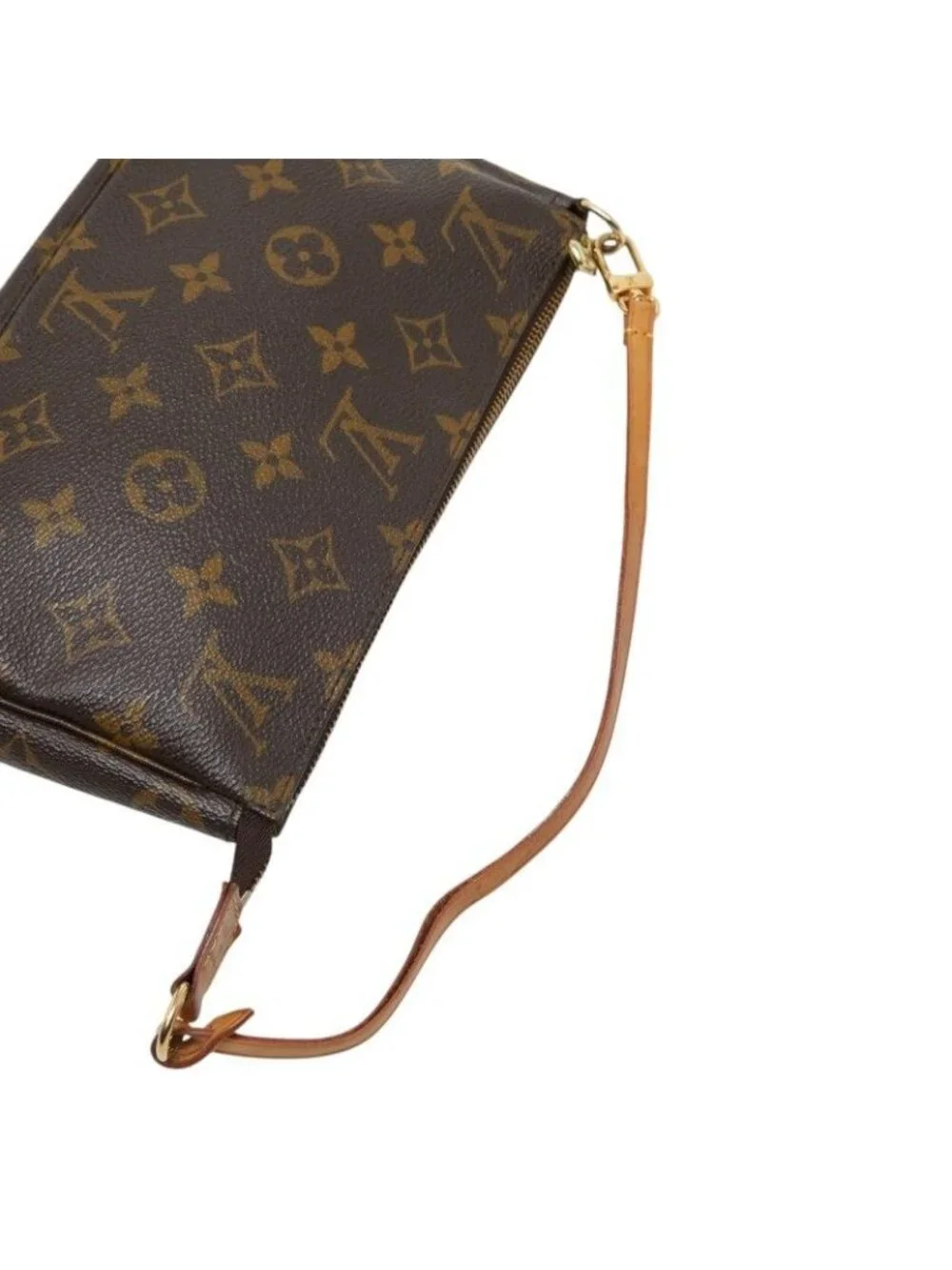 Louis Vuitton Monogram Pochette Soirle Handbag Pouch Brown Leather